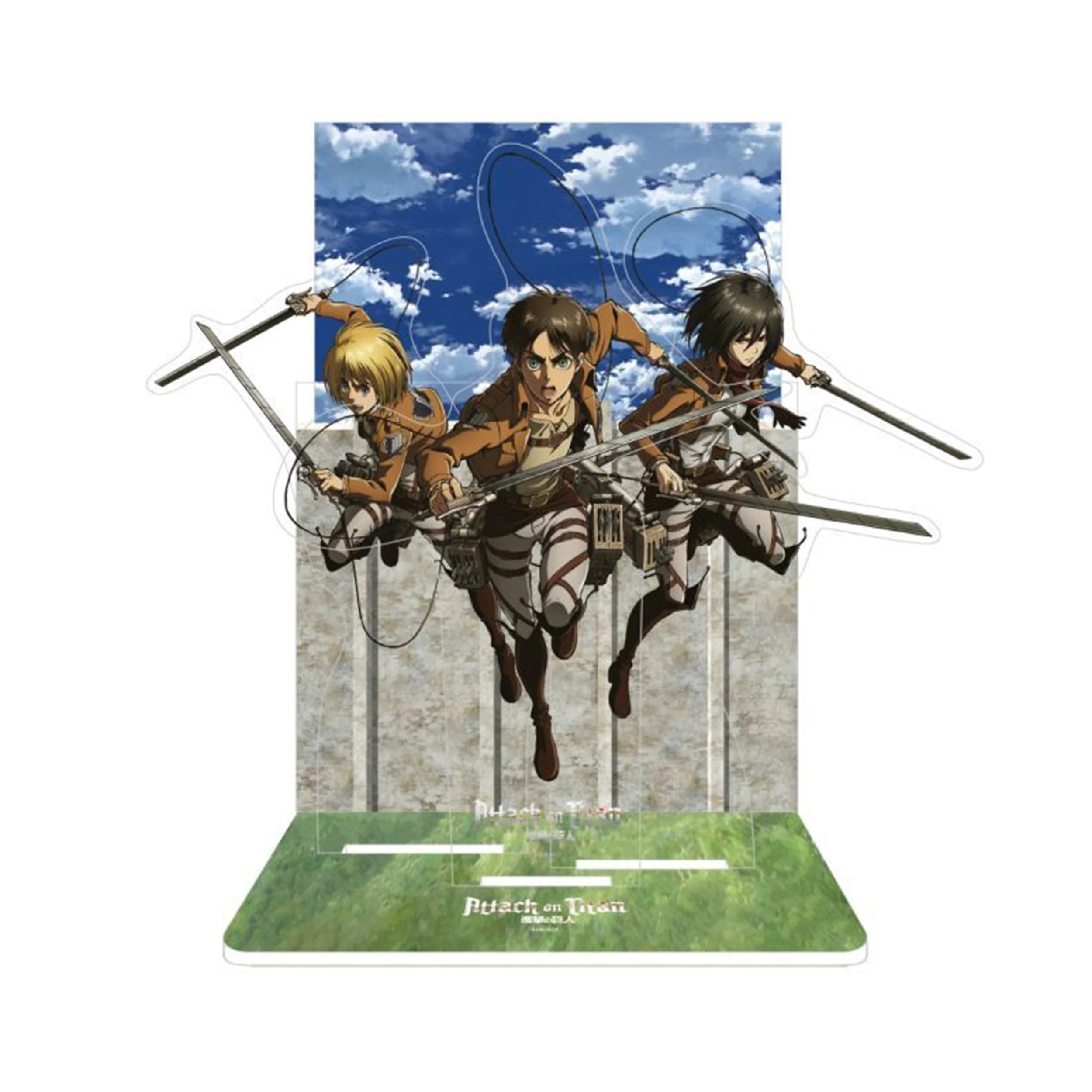 Klare Acryl-Display-Stand mit Attack on Titan Anime-Charakteren Eren Mikasa Armin